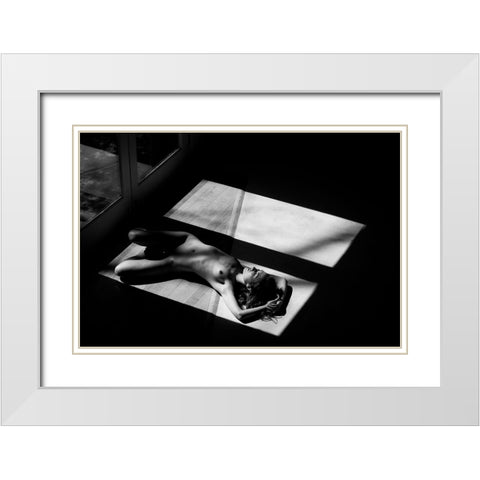 Half White Modern Wood Framed Art Print with Double Matting by JAE
