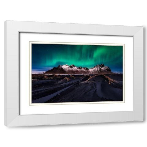 Enchanted Stokksnes White Modern Wood Framed Art Print with Double Matting by De La, Javier