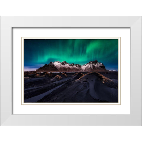 Enchanted Stokksnes White Modern Wood Framed Art Print with Double Matting by De La, Javier