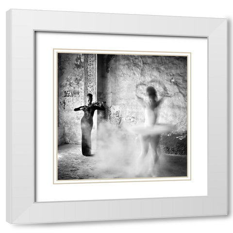 Dance White Modern Wood Framed Art Print with Double Matting by M., Michael