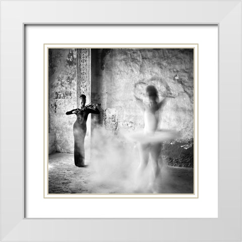 Dance White Modern Wood Framed Art Print with Double Matting by M., Michael