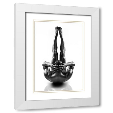 Metallic Nude 1 White Modern Wood Framed Art Print with Double Matting by JLP