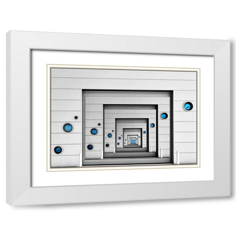 Blue Desire White Modern Wood Framed Art Print with Double Matting by van Maastricht, Henk