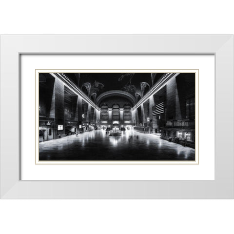 6:16 A.M. White Modern Wood Framed Art Print with Double Matting by De La, Javier