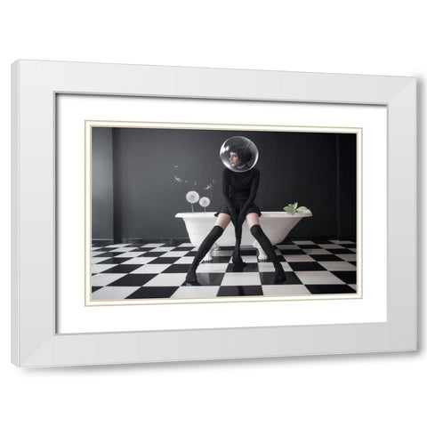 Oxygen White Modern Wood Framed Art Print with Double Matting by Hardibudi