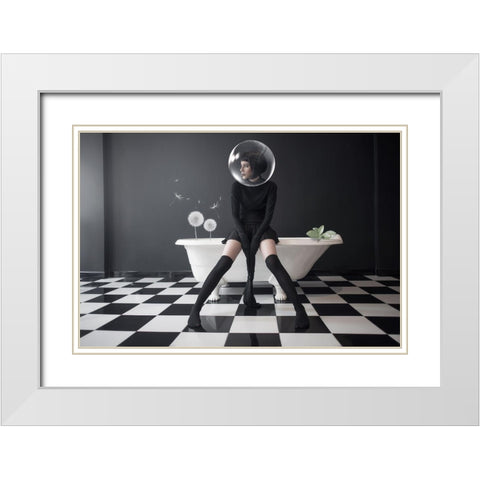 Oxygen White Modern Wood Framed Art Print with Double Matting by Hardibudi
