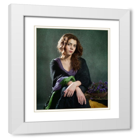 Violets ... White Modern Wood Framed Art Print with Double Matting by Melik-Nubarova, Svetlana