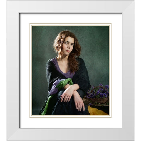 Violets ... White Modern Wood Framed Art Print with Double Matting by Melik-Nubarova, Svetlana