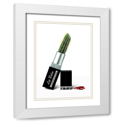 Lip Balm White Modern Wood Framed Art Print with Double Matting by J.A.Basalo