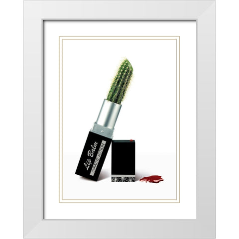 Lip Balm White Modern Wood Framed Art Print with Double Matting by J.A.Basalo