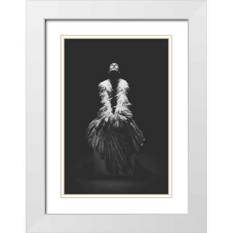 Angel White Modern Wood Framed Art Print with Double Matting by Dasic, Marko