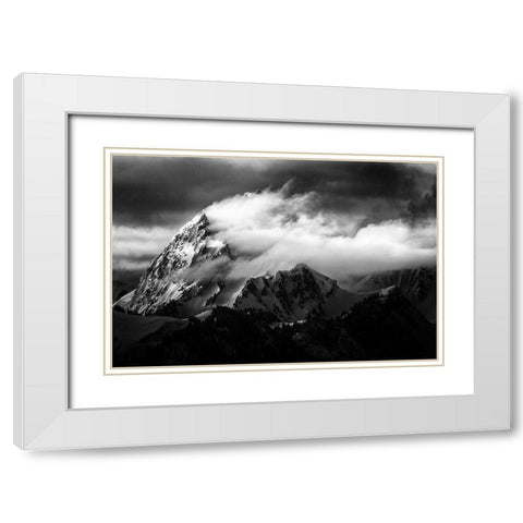 Rock And Wind White Modern Wood Framed Art Print with Double Matting by Cheminade, Sebastien