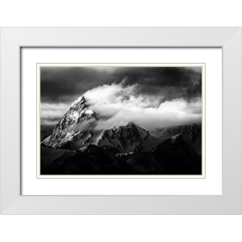 Rock And Wind White Modern Wood Framed Art Print with Double Matting by Cheminade, Sebastien