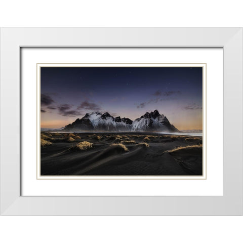 Stokksnes Vi White Modern Wood Framed Art Print with Double Matting by Pablo De, Juan
