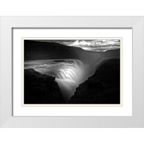 Gullfoss White Modern Wood Framed Art Print with Double Matting by Buchmann, Oliver