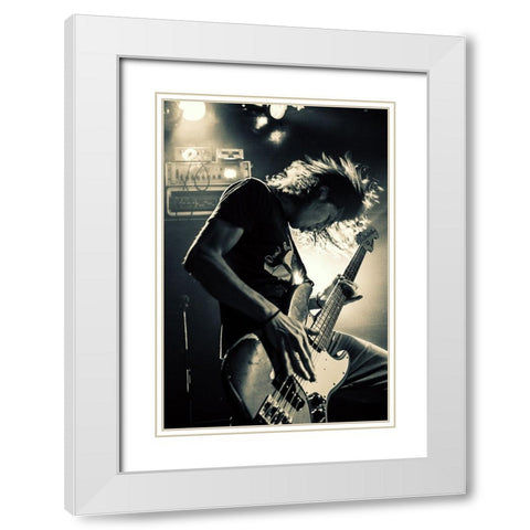 Playing Bassguitar White Modern Wood Framed Art Print with Double Matting by Nakamatsu, Kenji