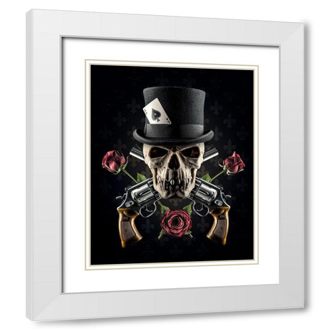 Guns And Roses White Modern Wood Framed Art Print with Double Matting by Damsten, Petri