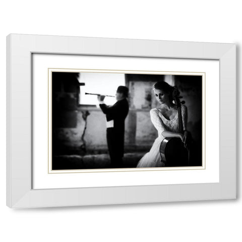 When Even Music ... White Modern Wood Framed Art Print with Double Matting by Schleicher-Schwarz, Roswitha