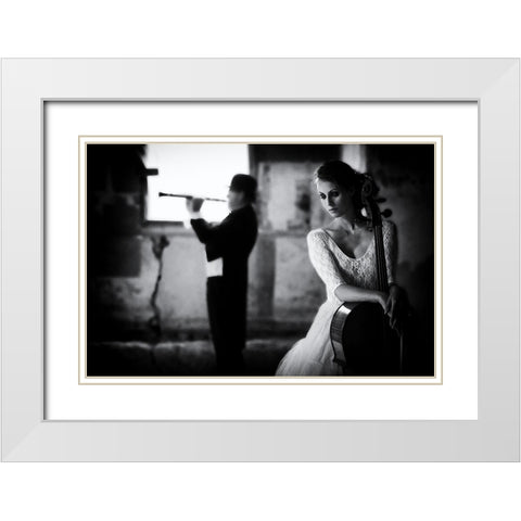 When Even Music ... White Modern Wood Framed Art Print with Double Matting by Schleicher-Schwarz, Roswitha
