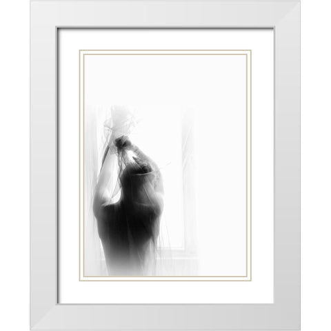 Morning White Modern Wood Framed Art Print with Double Matting by Haghi, Babak