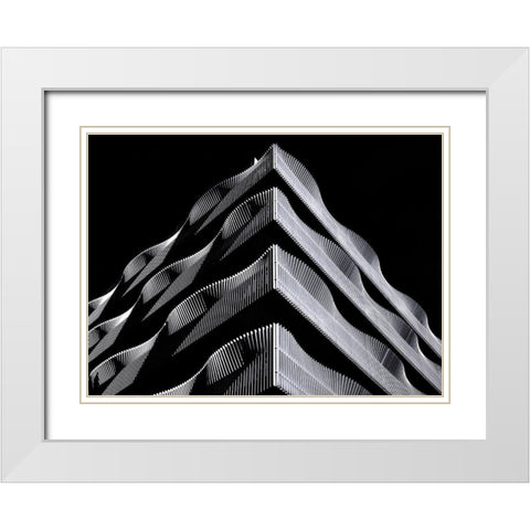 Wave White Modern Wood Framed Art Print with Double Matting by Van Zaane, Alida