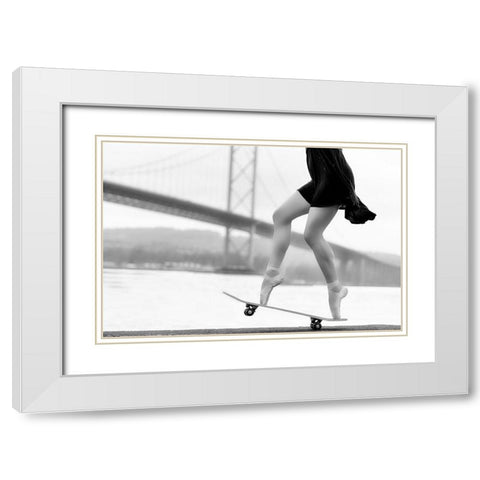 Skater Girl White Modern Wood Framed Art Print with Double Matting by Ashton-Jones, Howard