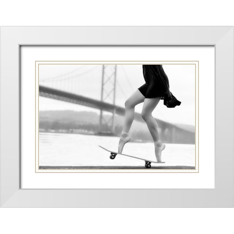 Skater Girl White Modern Wood Framed Art Print with Double Matting by Ashton-Jones, Howard