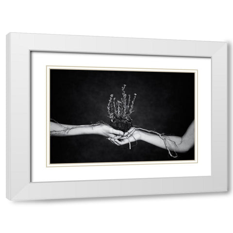 Connected White Modern Wood Framed Art Print with Double Matting by Delrue, Mirjam