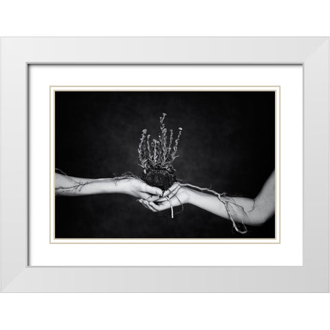 Connected White Modern Wood Framed Art Print with Double Matting by Delrue, Mirjam