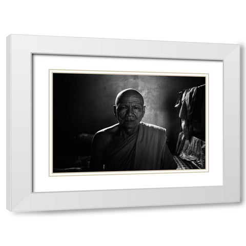 Practice Asceticism White Modern Wood Framed Art Print with Double Matting by Isobe, Shinji