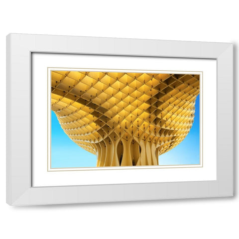 City Parasol White Modern Wood Framed Art Print with Double Matting by Wride, Linda
