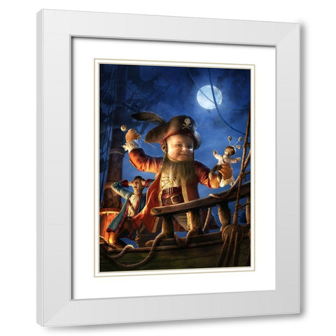 Voodoo Child White Modern Wood Framed Art Print with Double Matting by Kiciak, Christophe