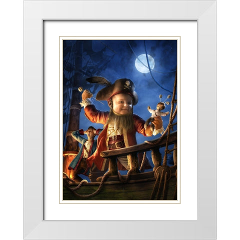 Voodoo Child White Modern Wood Framed Art Print with Double Matting by Kiciak, Christophe