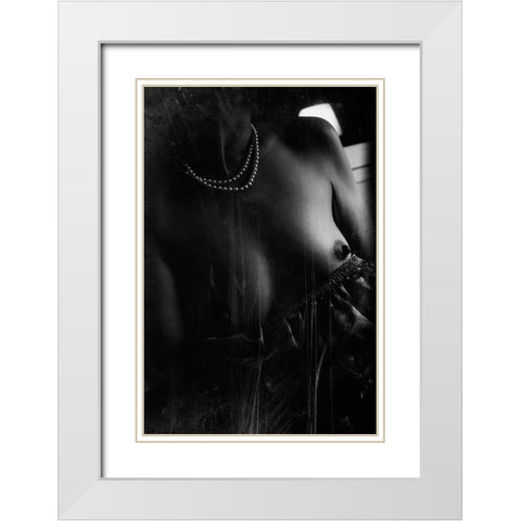 Untitled White Modern Wood Framed Art Print with Double Matting by Bousca, Bogdan