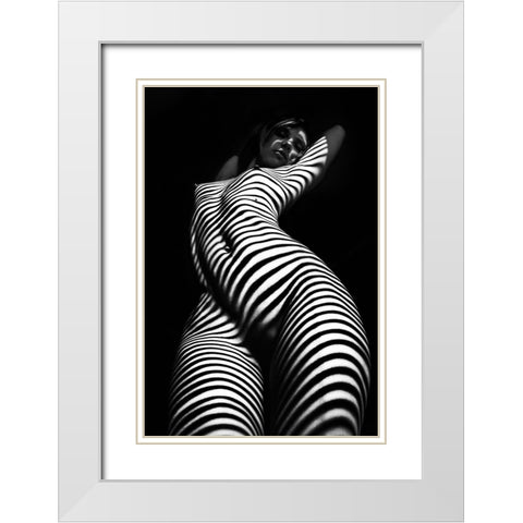 Butterfly White Modern Wood Framed Art Print with Double Matting by Faletkin, Mikhail