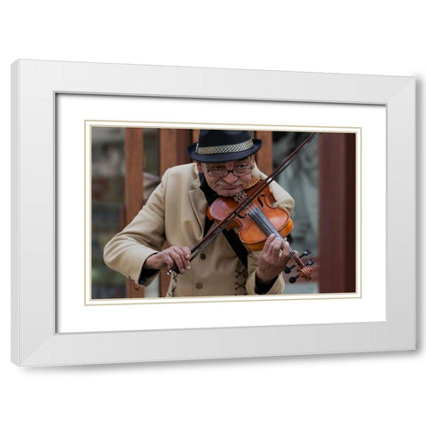 Old Violin White Modern Wood Framed Art Print with Double Matting by Coanda, Carla