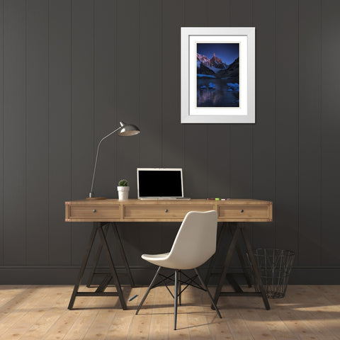 Laguna Torre - A Frozen Night White Modern Wood Framed Art Print with Double Matting by Zhang, Yan