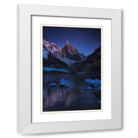Laguna Torre - A Frozen Night White Modern Wood Framed Art Print with Double Matting by Zhang, Yan