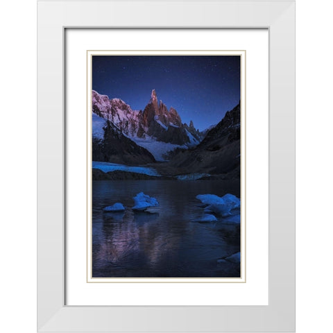 Laguna Torre - A Frozen Night White Modern Wood Framed Art Print with Double Matting by Zhang, Yan