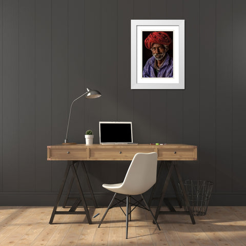 Indian Man From Jaipur White Modern Wood Framed Art Print with Double Matting by AL Farsi, Haitham