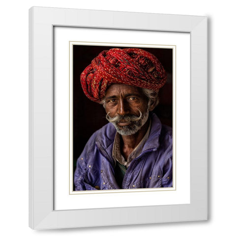 Indian Man From Jaipur White Modern Wood Framed Art Print with Double Matting by AL Farsi, Haitham