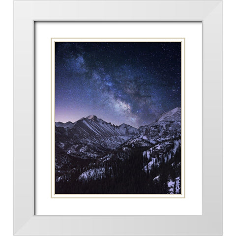 Milky Way Over Longs Peak White Modern Wood Framed Art Print with Double Matting by Xu, Mei