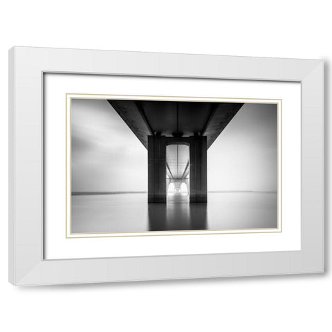 Nanjing Yangtze River Bridge White Modern Wood Framed Art Print with Double Matting by Ai, Qing
