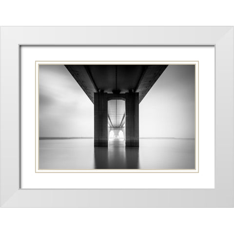 Nanjing Yangtze River Bridge White Modern Wood Framed Art Print with Double Matting by Ai, Qing