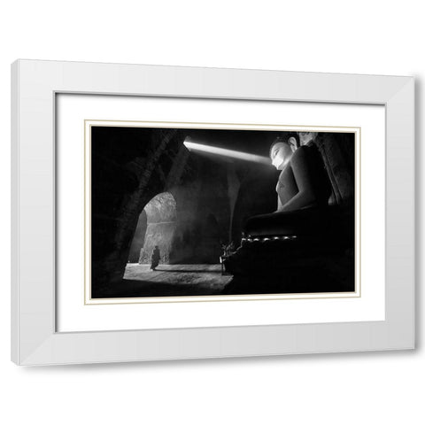 The Great Buddha White Modern Wood Framed Art Print with Double Matting by Song, Gunarto