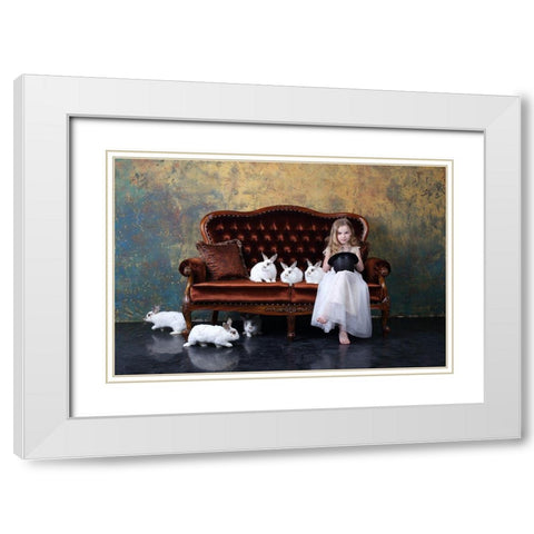 Qthe Riddleq Or Qhow Many Rabbits Are There On The Photoq? White Modern Wood Framed Art Print with Double Matting by Ivanova, Victoria
