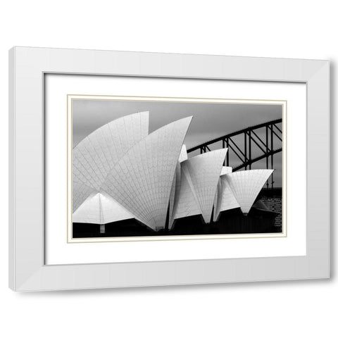 Opera House Sydney White Modern Wood Framed Art Print with Double Matting by Van Zaane, Alida