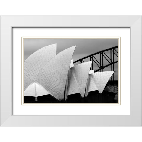 Opera House Sydney White Modern Wood Framed Art Print with Double Matting by Van Zaane, Alida