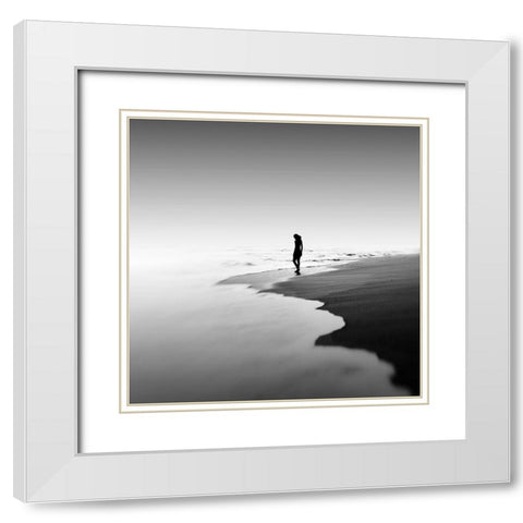 Nglangu White Modern Wood Framed Art Print with Double Matting by Alrasyid, Ajie