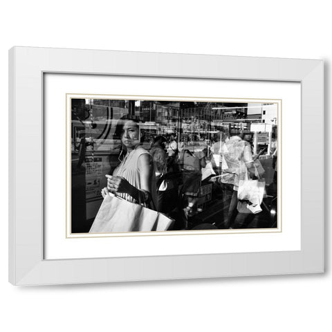 Wired White Modern Wood Framed Art Print with Double Matting by Suzuki, Tatsuo